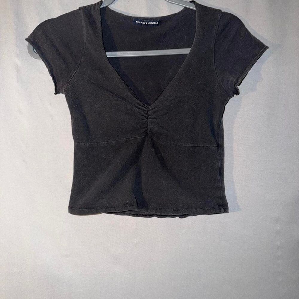 Brandy Melville black v-neck crop top